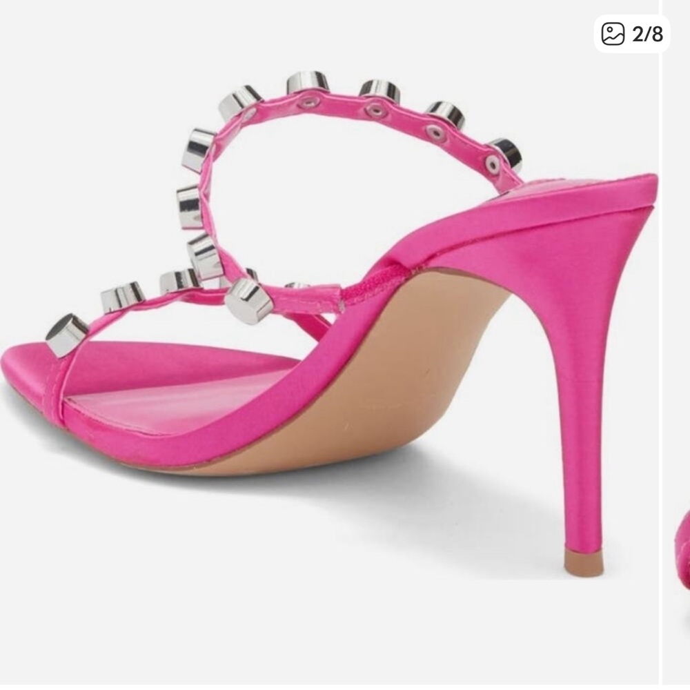 Steve Madden Dorinda Fuchsia Heeled Sandal with Silver Studs